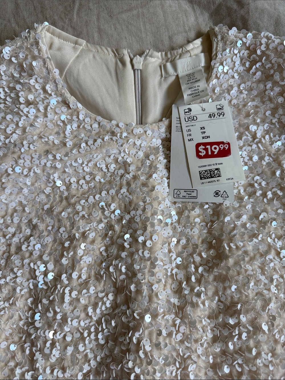 NTW H&M Snow Sequins Dress Sz XS - Picture 7 of 10